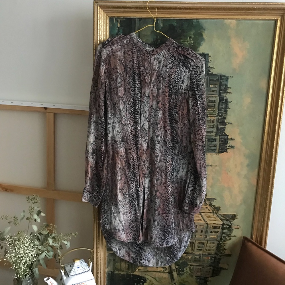 Wilfred washed silk snakeskin print button down